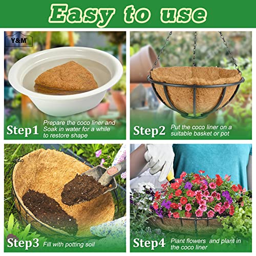 Y&M 4Pcs 12" Round Coco Liner Coco Replacement Liner Basket Window Box (12'' 4Pcs) #TOP4
