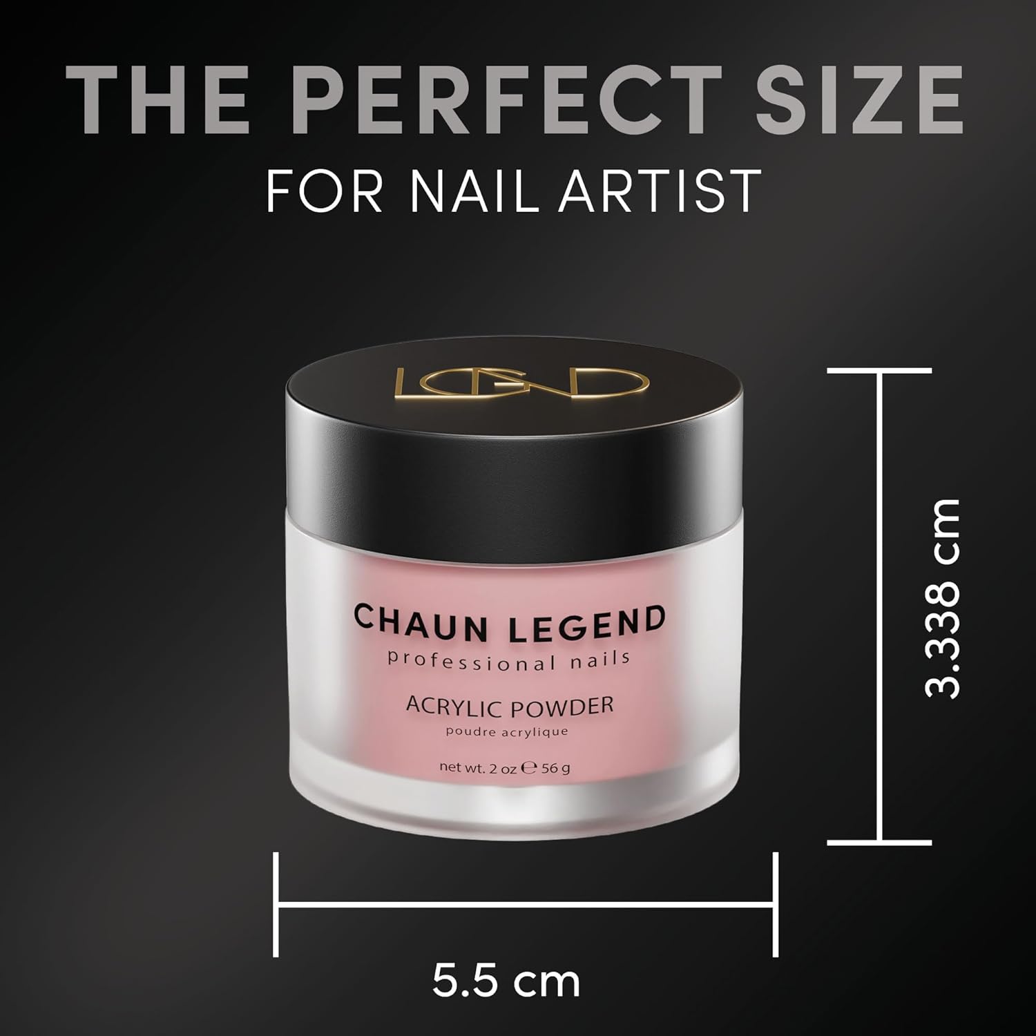 Chaun Legend Acrylic Powder, 2oz Long Lasting Salon Quality, Bubble Free, Self Leveling Professional Manicures, Fake Nails, Carving & Extensions, Pink Wonderland