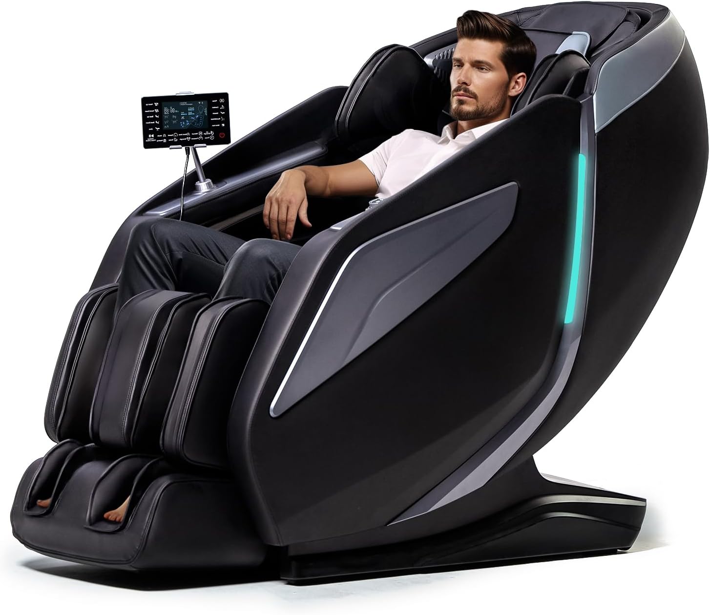Massage Chair Full Body Recliner - Zero Gravity with Heat, 15 Modes, Shiatsu Foot Massage, with Yoga Stretch 55“ SL-Track 40 Airbags Massage Foot Rollers AI Control (Black)