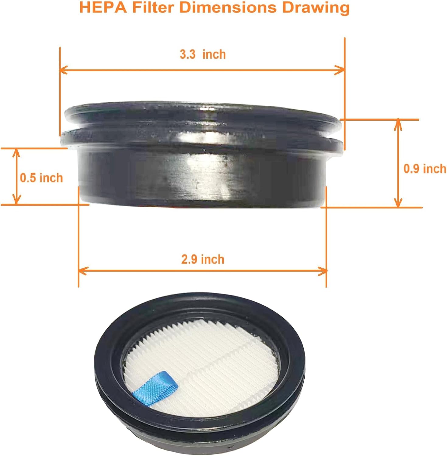 4Pack Hepa Filters Replacement Compatible with Tikom V500 Cordless Vacuum Cleaner. Washable Filters Works with Tikom 40kpa Stick Vacuum.