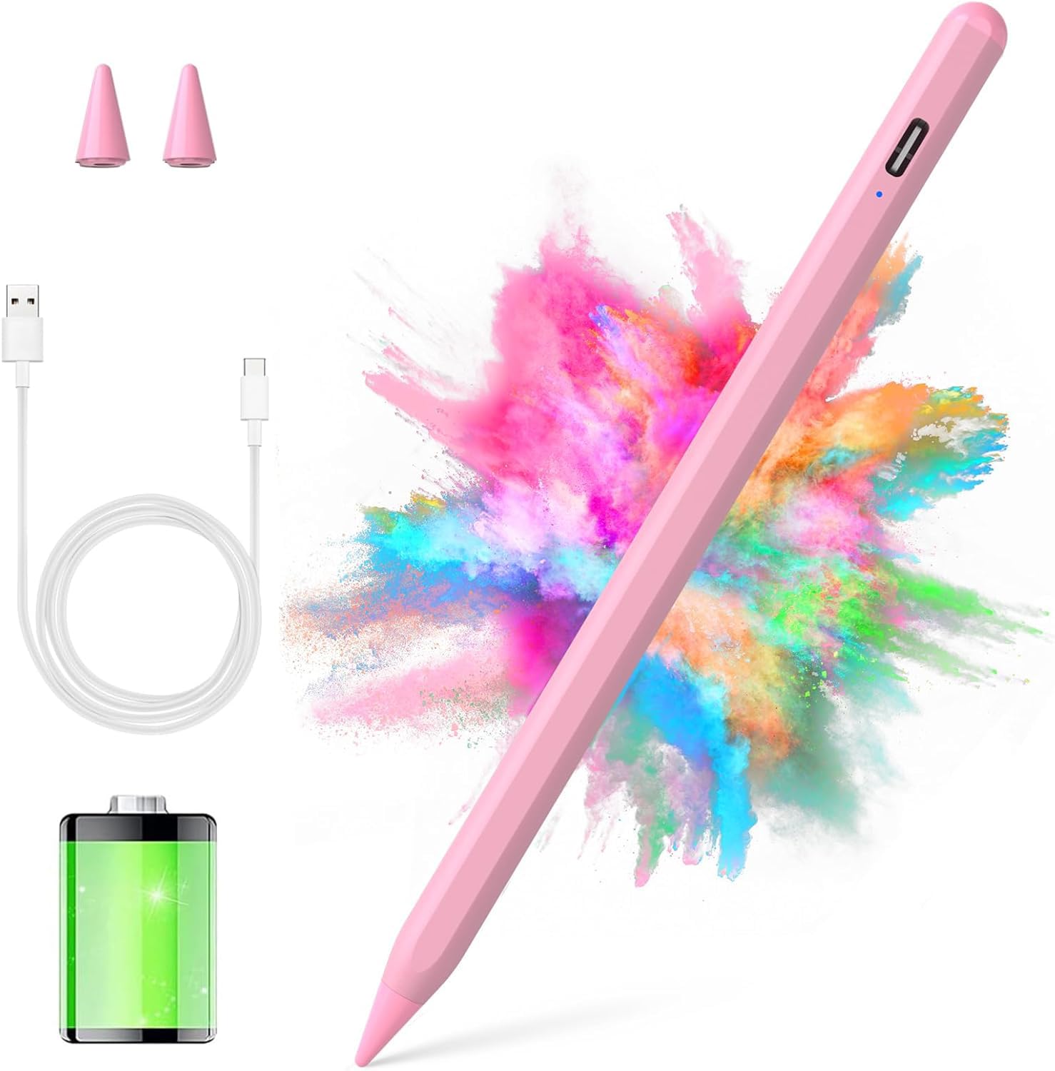 KARFUN Penna Tablet per Touch Screen Android,Compatibile con Samsung/Lenovo/Huawei/Vivo/XiaoMi Tablet,Telefono,Precisione Migliorata e Ricarica rapida Rosa