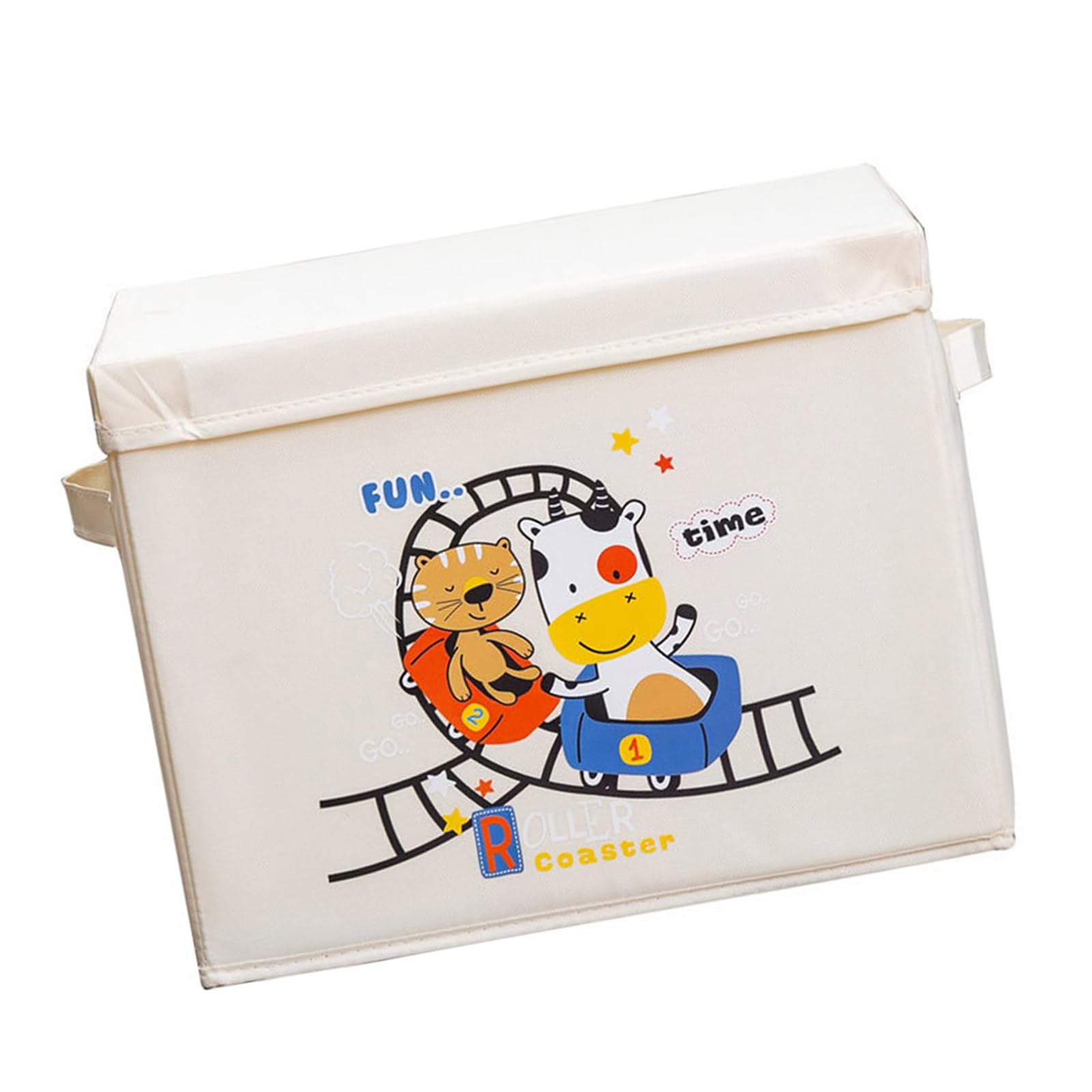 Jazuaiao Foldable Kids Bedroom Storage Solution Foldable Toy Box with Handles Animal Themed Toy Organization Bins Animal Motifs Storage Bins Cubes Shelves
