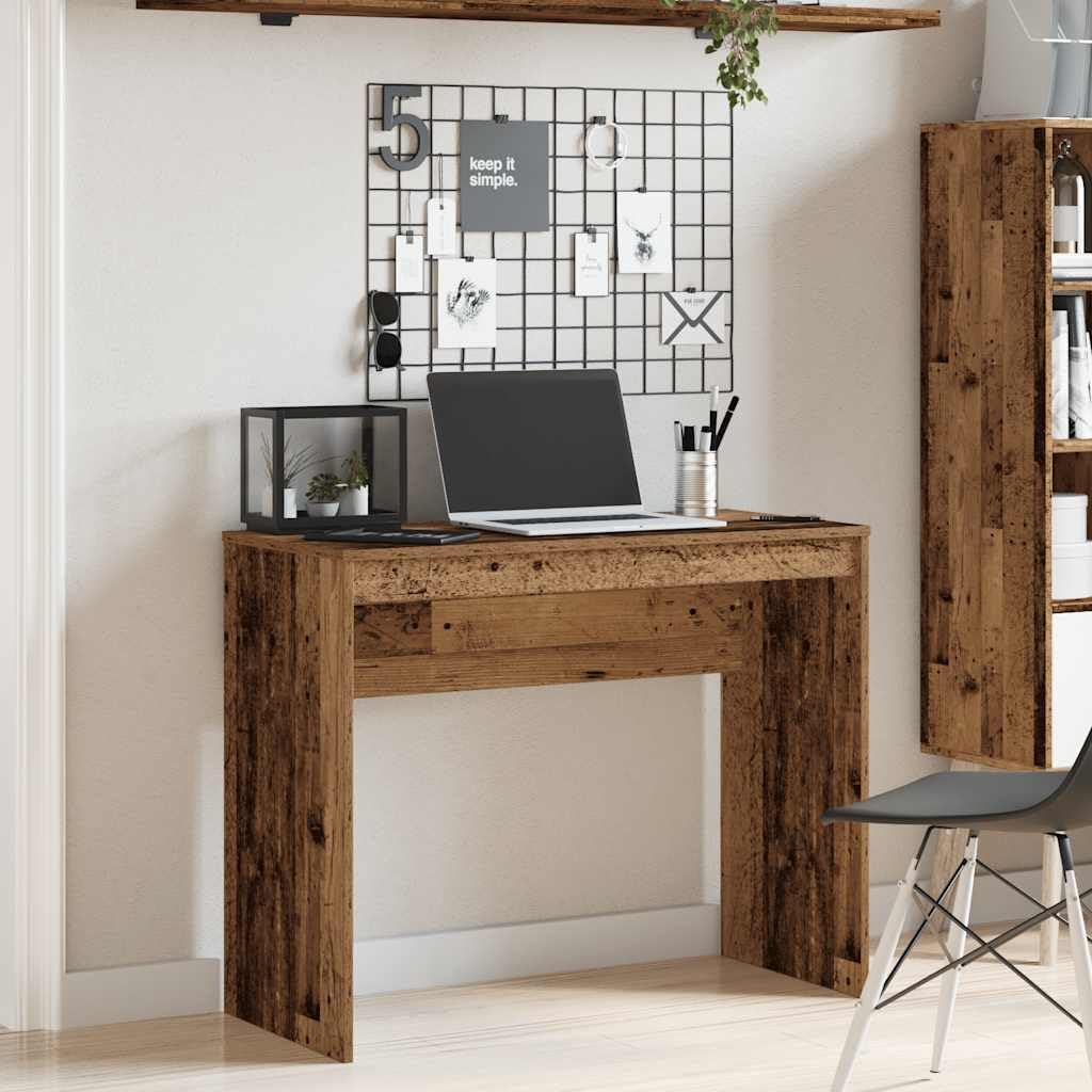 Scrivania effetto legno anticato, 90 x 40 x 72 cm, compatta scrivania per computer in legno per home office, tavolo da lavoro moderno e tavolo da ufficio per piccoli spazi