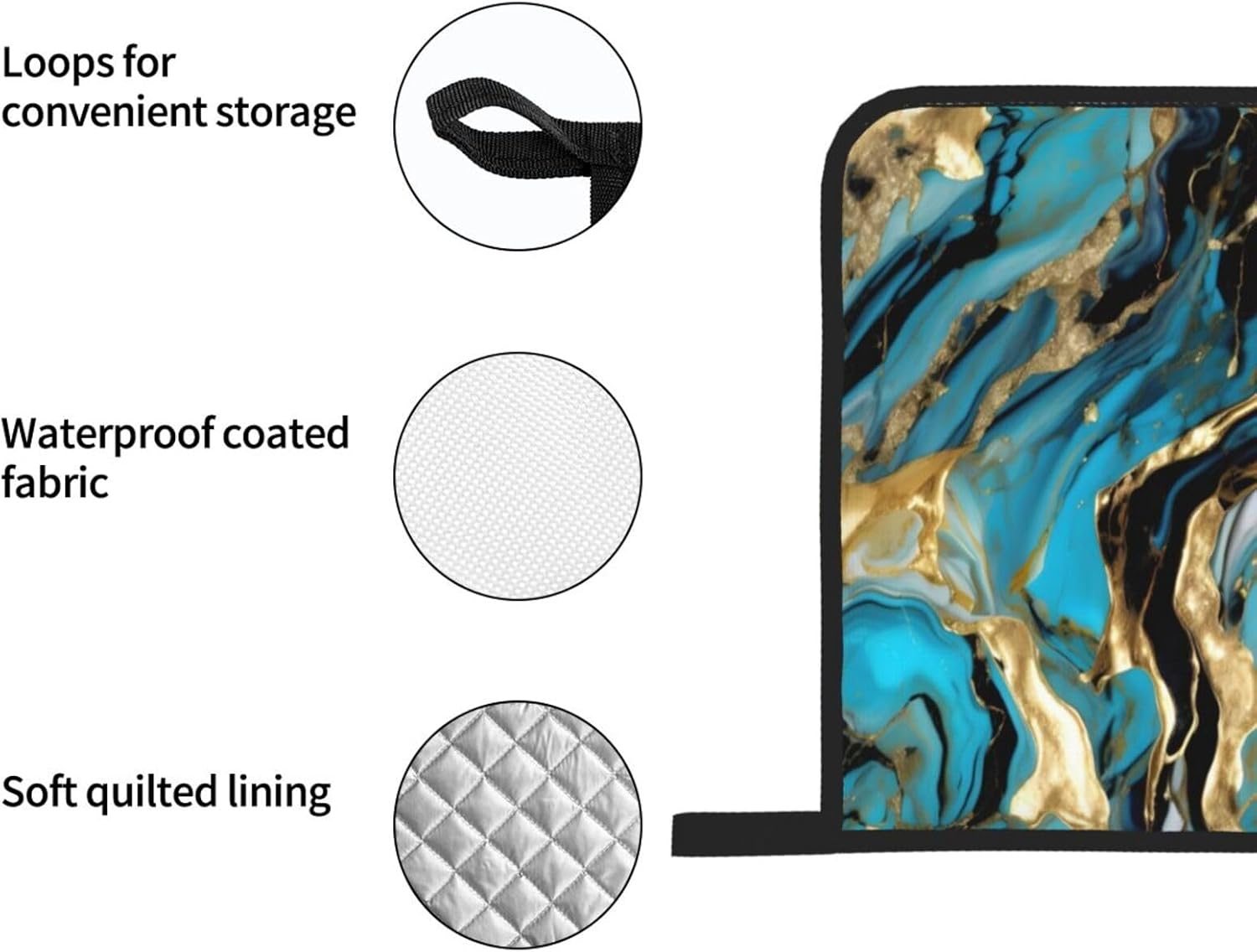 FRGMNT Turquoise Blue Gold Marble Print Oven Mitts,Pot Holders, Heat Resistant Oven Mitts Gloves,Hot Pads for Kitchen Cooking Grill