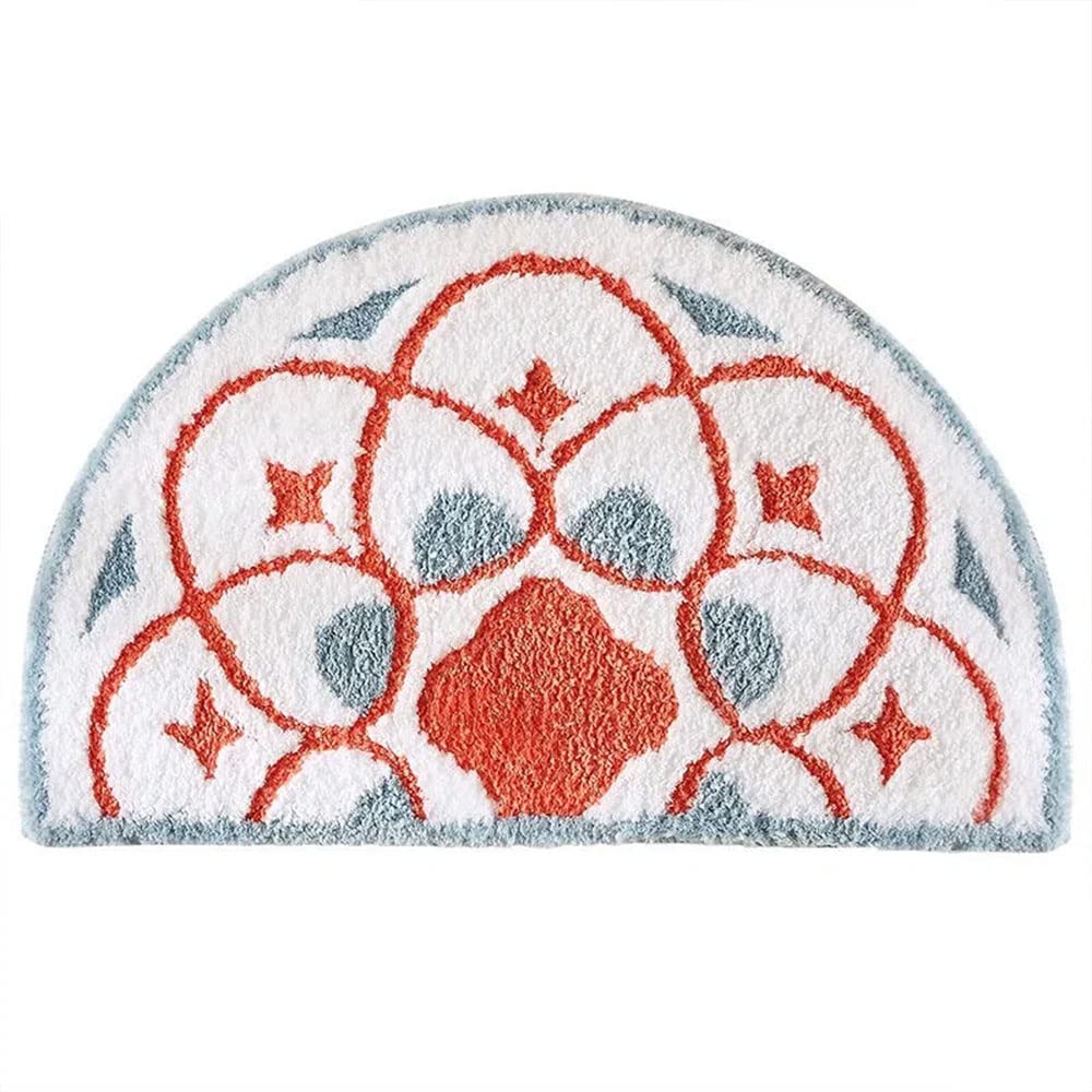 Tapis de salle de bain rétro en demi-cercle pour douche et baignoire
