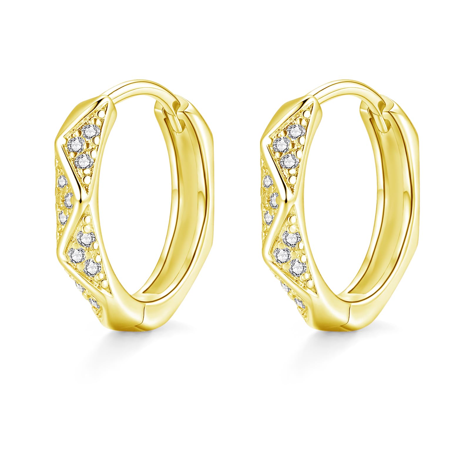 Zolkamery Creolen Silber 925, 925 Sterling Silber Welle/Kleeblatt/Geometrisch Creolen Ohrringe mit 5A Zirkonia, Hypoallergen Klein Kreolen, 16mm Neutral Schlafen Knorpel Ohrringe für Damen Mädchen