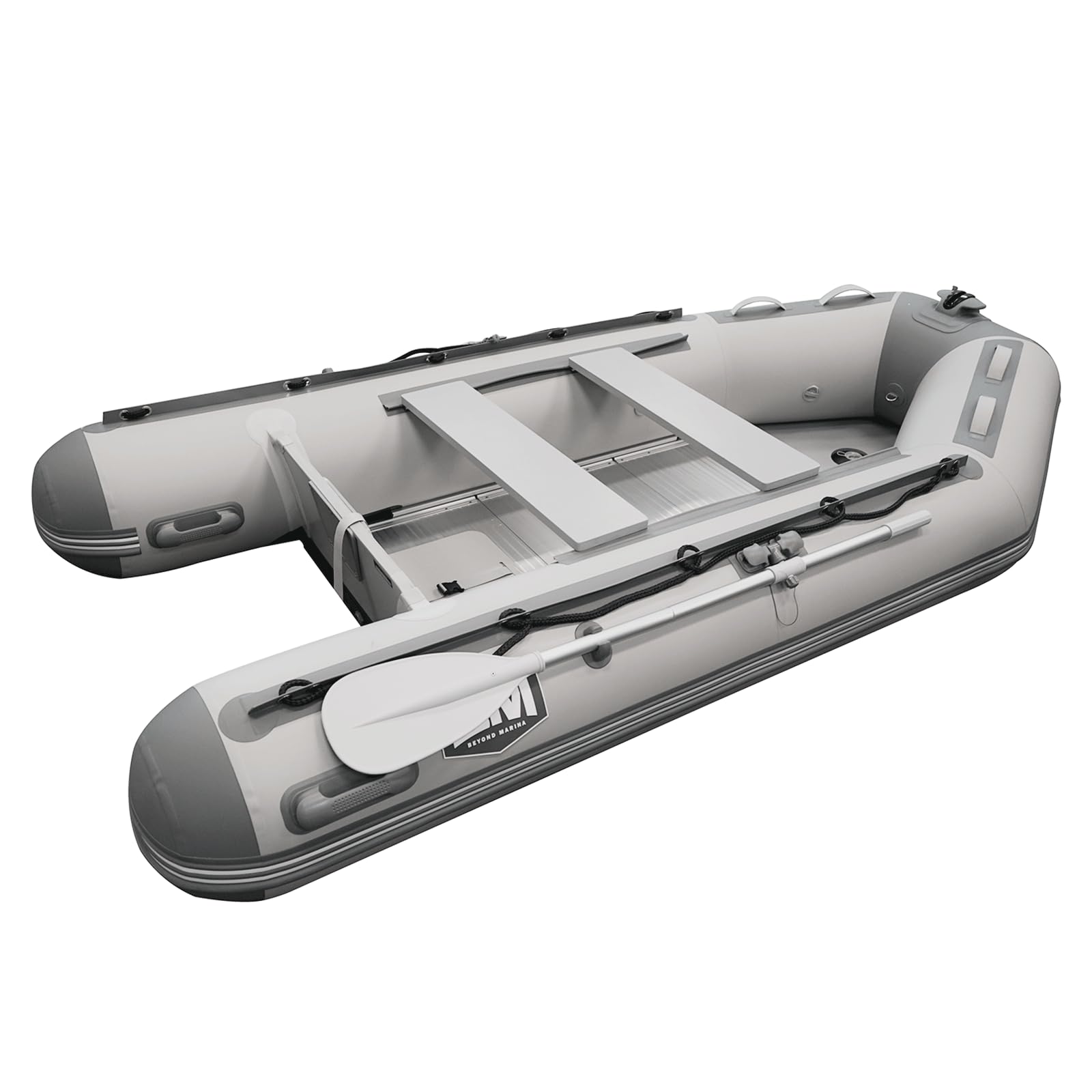 BEYOND MARINA 10.8ft Inflatable Dinghy - 5 Person Inflatable Boat for Adults 15 HP Heavy Duty Fishing Boat, Aluminum Floor, Aluminum Oars, USCG Approved