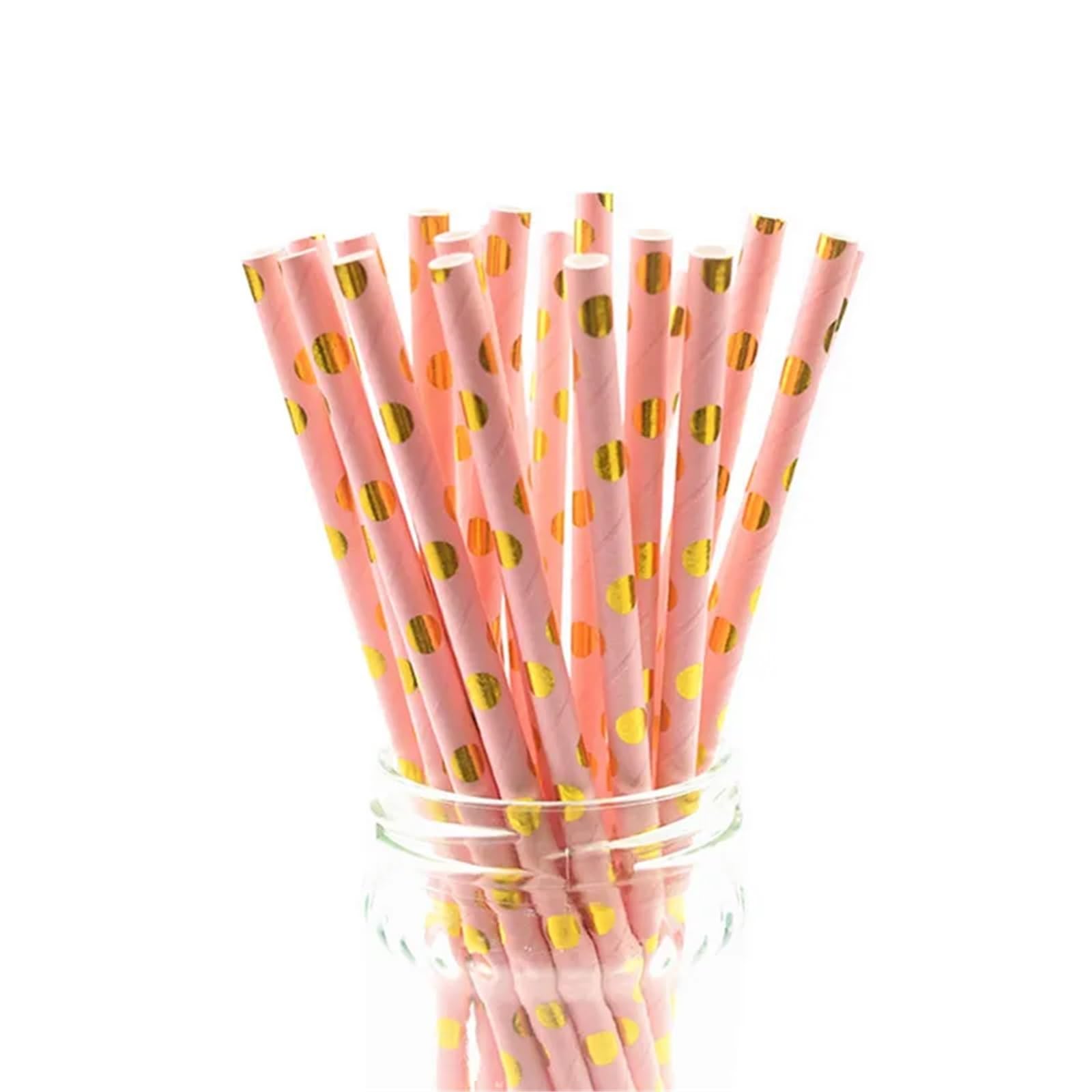 Cannucce di carta for bere 500 pezzi Stoviglie usa e getta Compleanno Matrimonio Baby Shower Bar Decor Bomboniera Festa Cannucce Torta fai da te(Pink)
