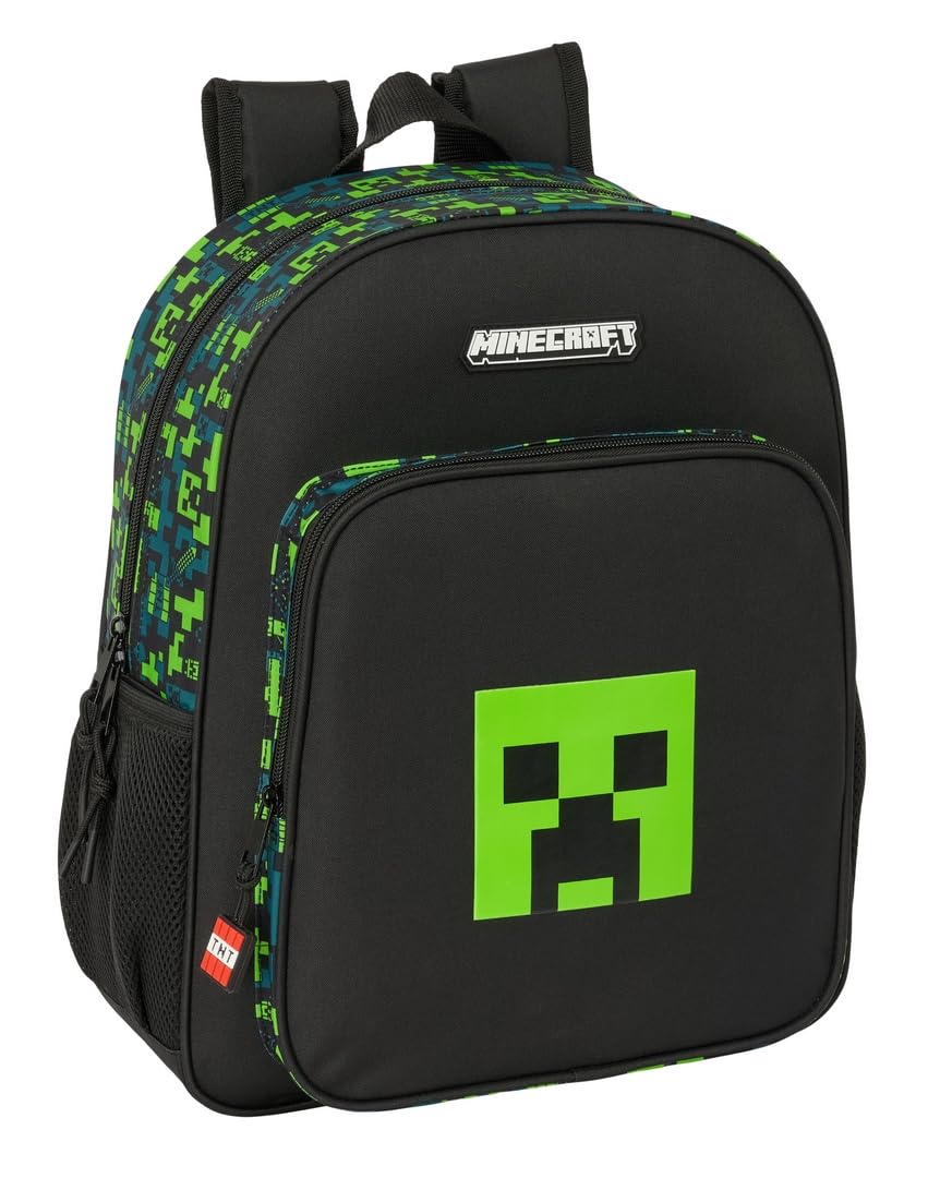 Safta MINECRAFT TNT - Mochila Escolar Niño, Mochila Infantil, Adaptable a Carro, Ideal para Niños en Edad Escolar, Cómoda y Versátil, Calidad y Resistencia, 32x12x38 cm