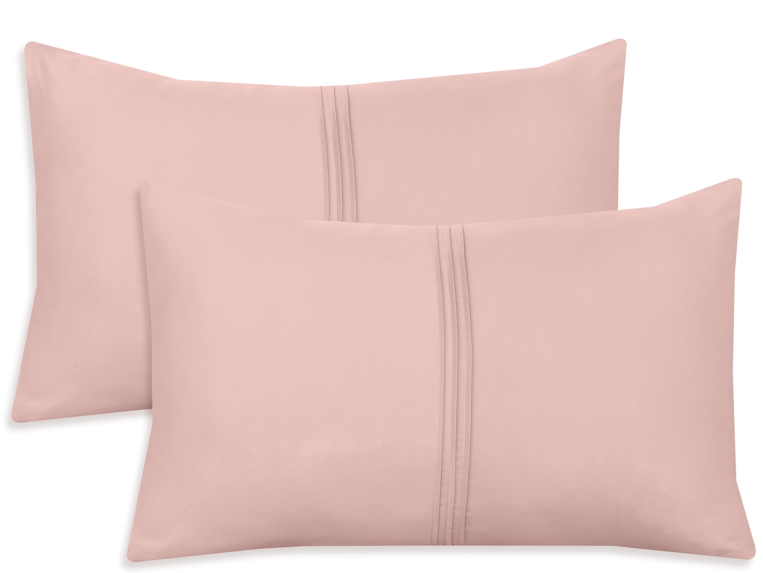 Nafay Living Pintuck Pillowcases 2 Pack Brushed Microfiber Soothing Feel Wrinkle & Fade Resistant with Envelope Closure (Blush)