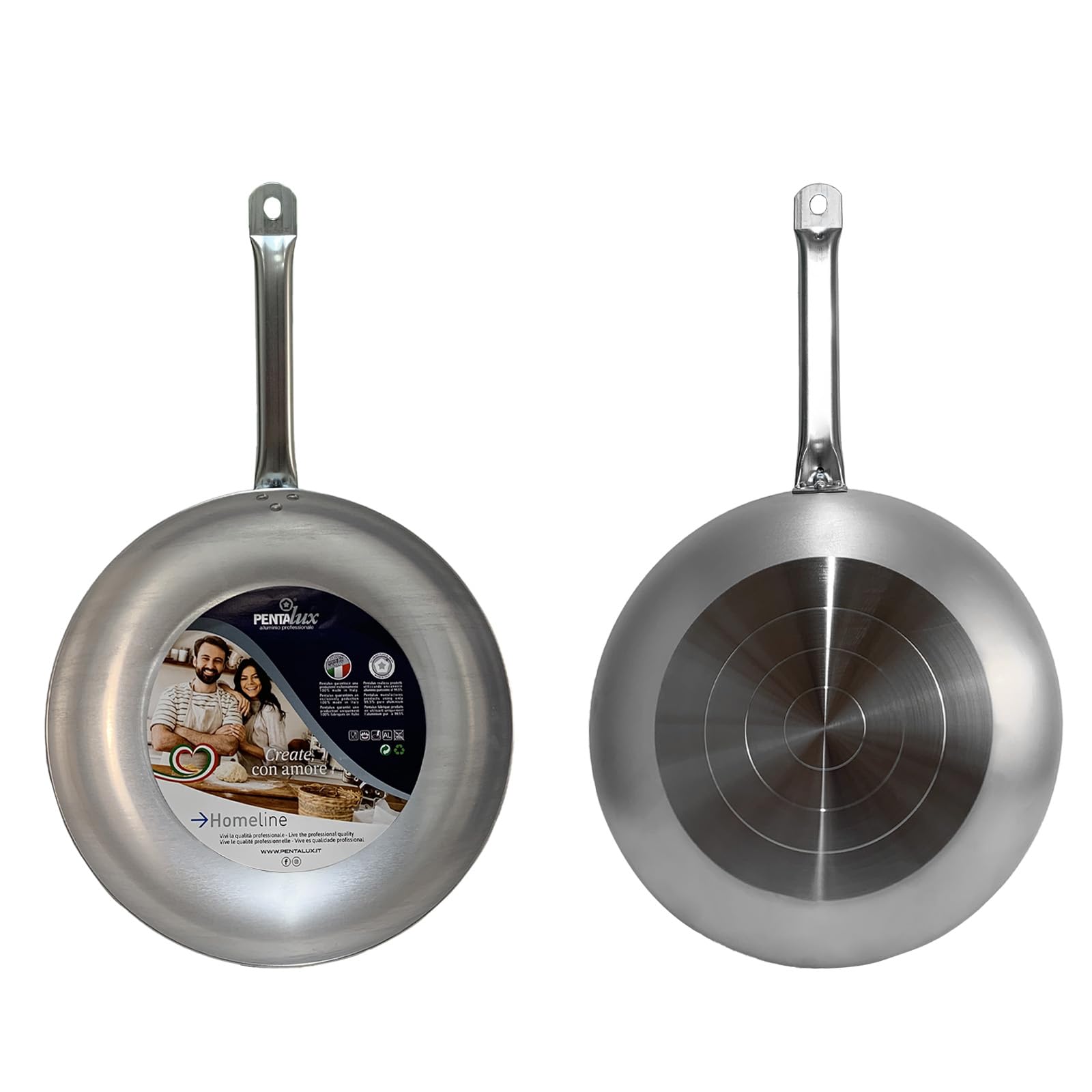 Sicignano | Padella Saltapasta per Piano Gas Elettrico, 40 cm, Alluminio, Manico in Metallo, Spessore 1,5-2 mm, Made in Italy - Padella per Mantecare Saltare Pasta