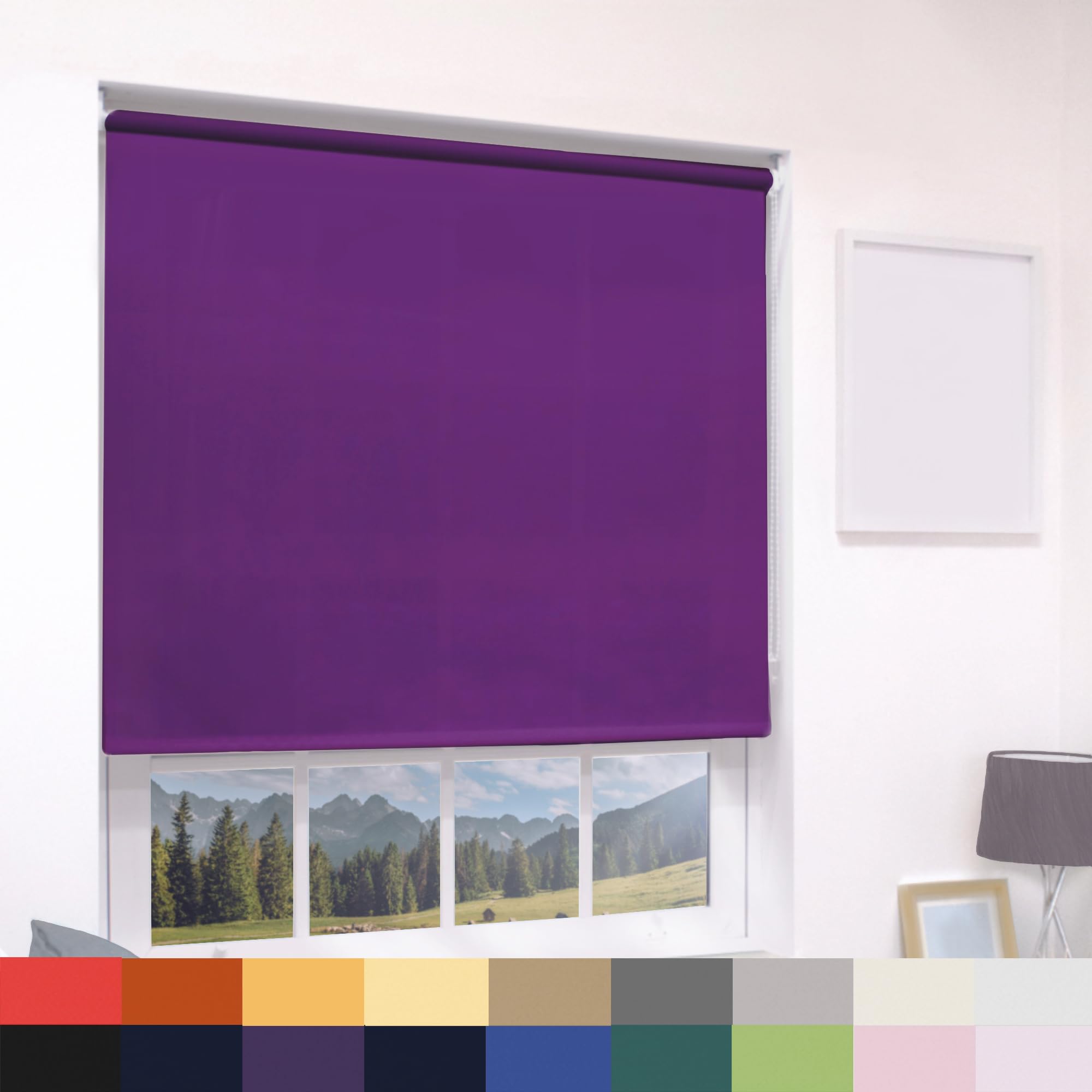Deluxe Daylight Roller Blinds Light Filtering Premium Fabric Easy Fit Metal Brackets Bedroom Living Room Office Child Safe Trimmable Aubergine 60cm Width x 160cm Drop โ image 1