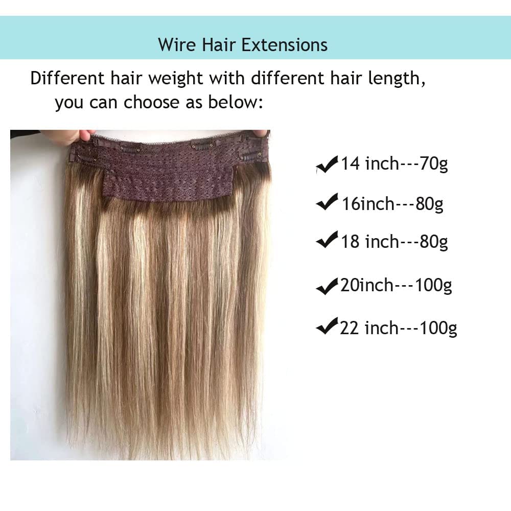 Amazon.com : SUNFA Blonde Wire Human Hair Extensions,Wire Human Hair  Extensions,Ombre Balayage Ash Brown to #613 Blonde Highlights 14Inch 70g  Straight One Hairpiece Flip in Hair Extensions Clip in Extensions With  Invisible
