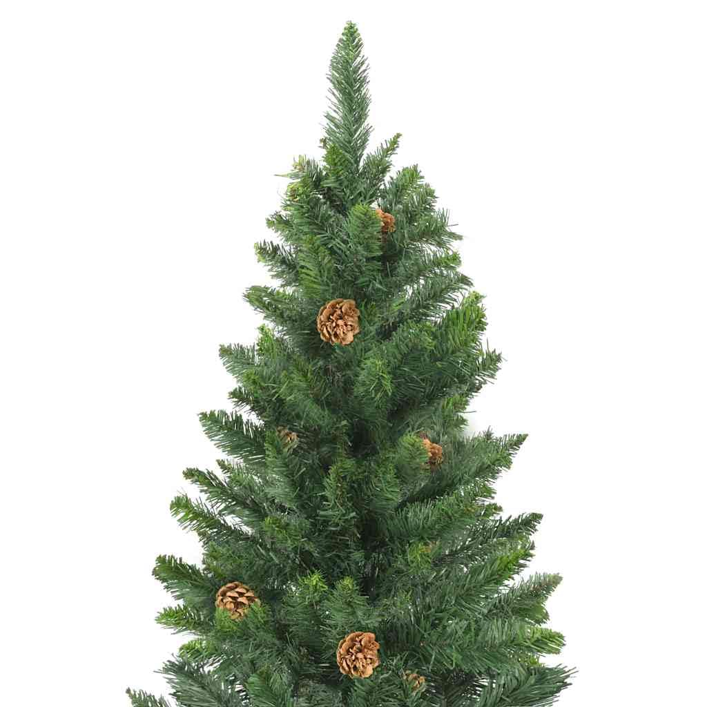 Sztuczna choinka z oświetleniem LED i bombkami 210 cm zielona