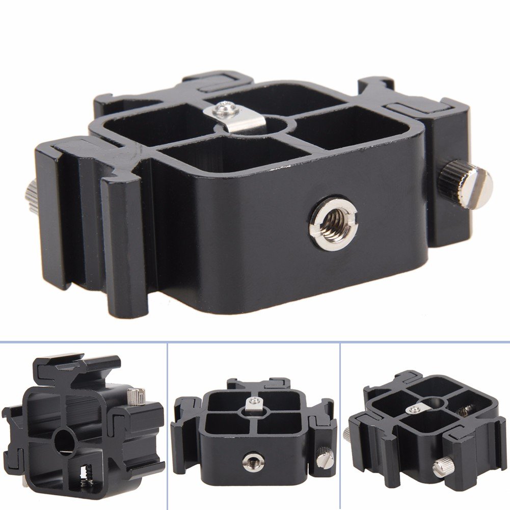exmax E2 ajustable doble flash Soporte Dual para zapata de flash Soporte para paraguas soporte de foco soporte pantalla plana 1/4 "a 3/8" para Studio Vídeo Cámara réflex digital Canon Nikon