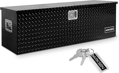 ARKSEN Caja de herramientas de aluminio con placa de diamante de 49 pulgadas, organizador de almacenamiento de camión resistente al agua, para