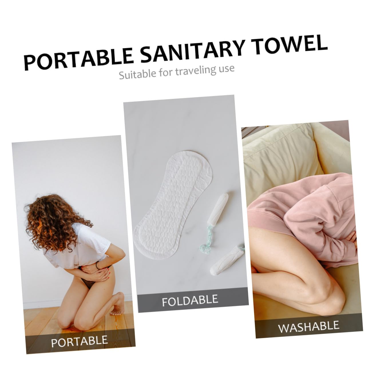 FRCOLOR 3 Juegos De Toallas Sanitarias Reutilizables Para La Menstruación Lavables Reutilizables Suaves Y Cómodas Portátiles Plegables Sin Inserto 2 Unidades X 3