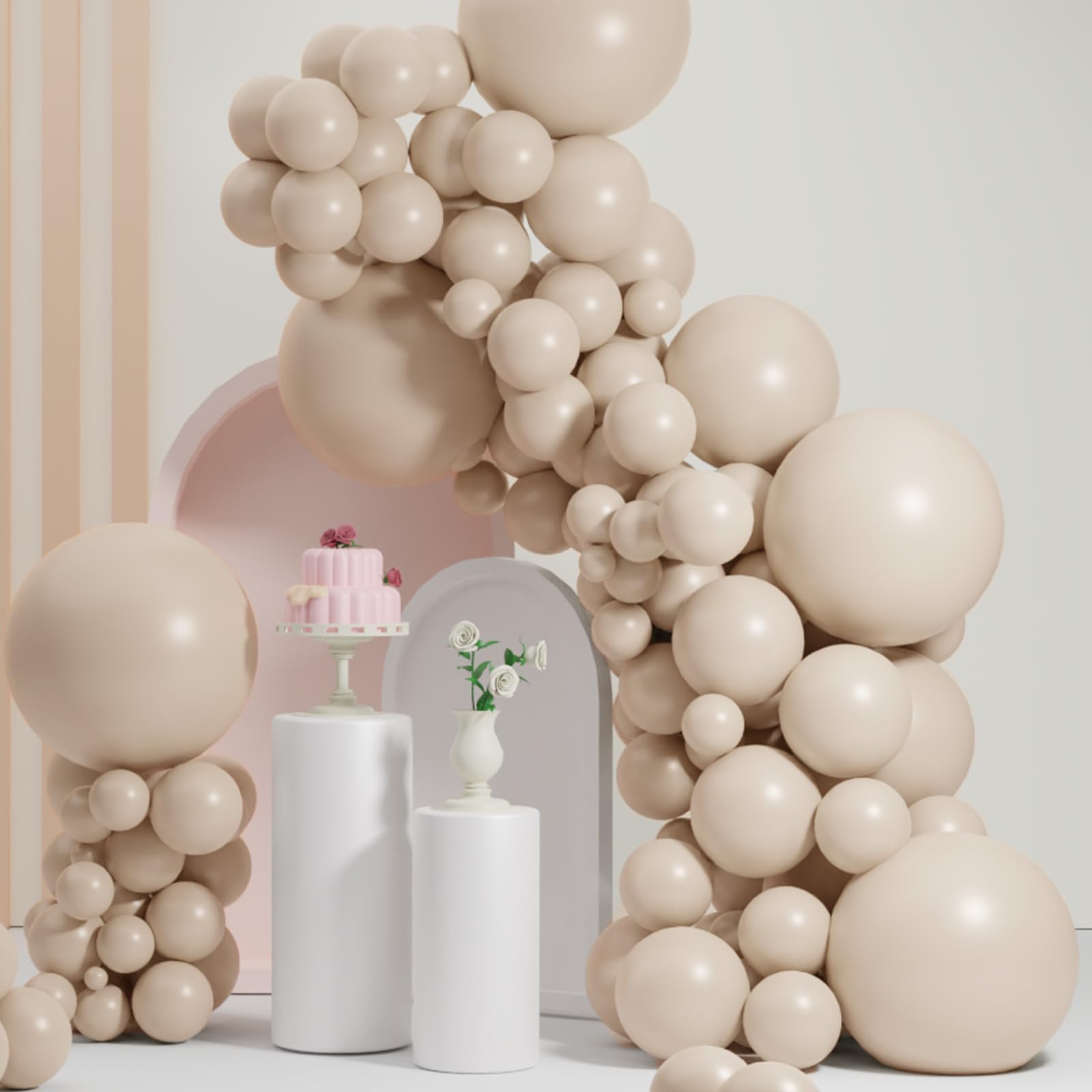 Sand White Balloons, Scmdoti Sand White Balloons Different Sizes 18 12 10 5 Inches for Spring Party Birthday Baby Shower Bridal Shower Wedding