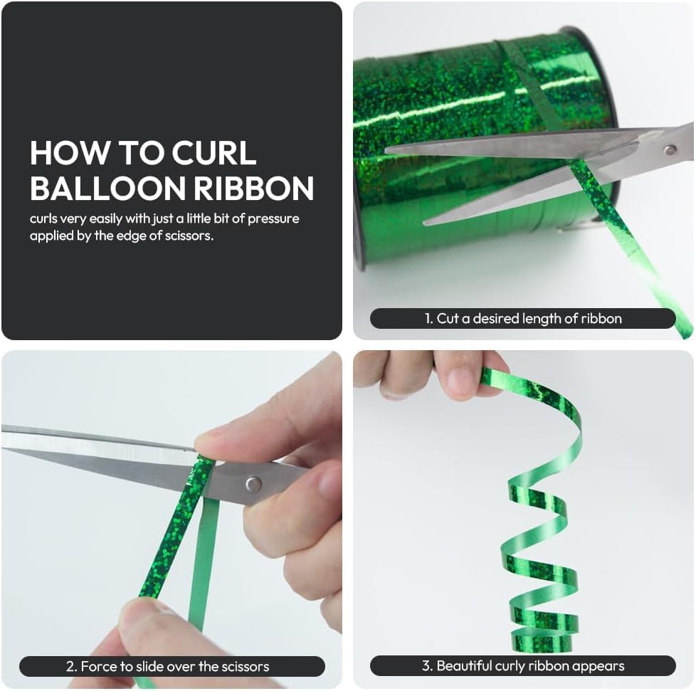 500 Yards Balloon Glitter Curling Ribbon, 1/5" Shiny Metallic Red Ribbon for Gift Wrapping, Birthday Party, Christmas Festival and Art Craft Florist Flowers Decoration - Image 4