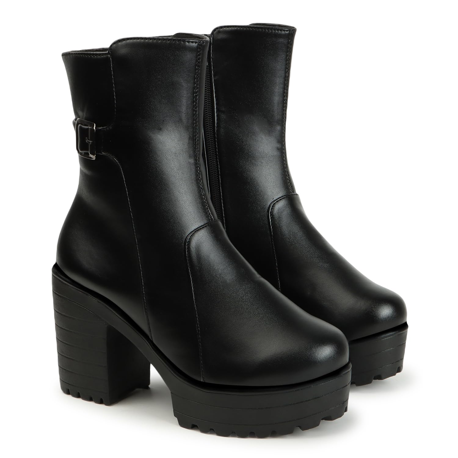 STRASSE PARIS Sylish Buckle Ankle Boots Zipper Block High Heels Faux Boots for Womens & Girls (B0DFYK5MTV) Amazon Price History, Amazon Price Tracker