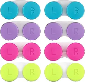 Conjunto de 8 capas coloridas para lentes de contato, porta-contatos, armazenamento de imersão