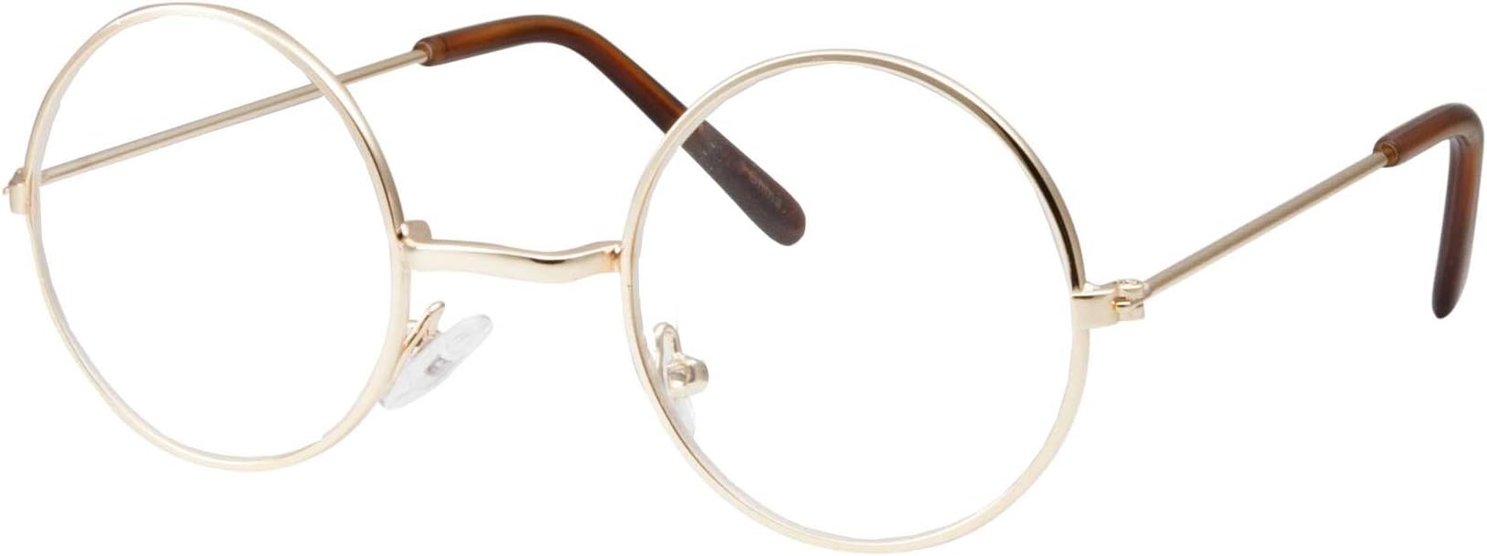 Kids Size Non-Prescription Glasses Round Circle Frame Clear Lens Costume (Age 3-10) Gold