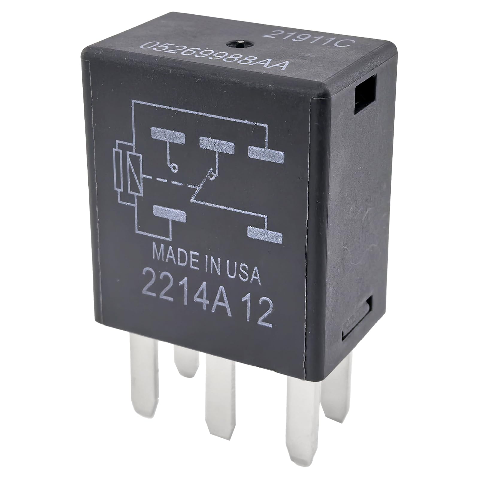 Paquete de 3 relés 21911C 05269988AA - Relé automotriz SPDT de 5 pines de 40 A 12 V CC - Compatible con vehículos Chrysler/Jeep seleccionados (para Jeep Wrangler, Dodge Ram) - Fija el ventilador de