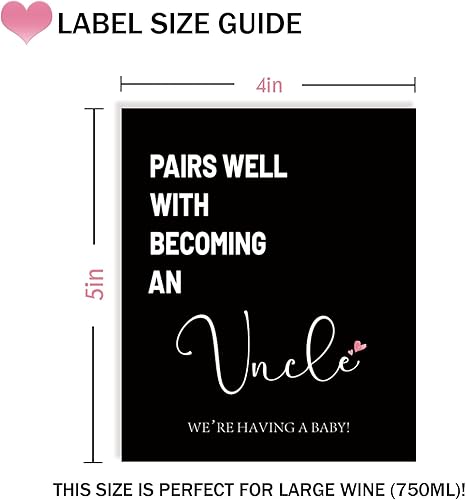 Miniatura 2 de 4 etiquetas de vino para revelación de embarazo, combina bien con calcomanías para botellas de vino de convertirse en una tía, regalo para tía y