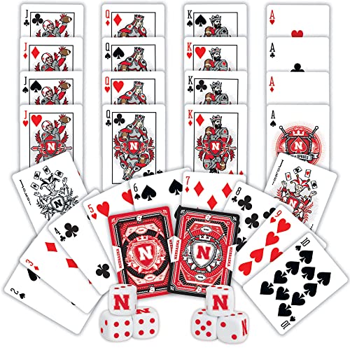 Image of MasterPieces Game Day - NCAA Nebraska Cornhuskers 2-Pack Playing Cards & Dice Pack - Officially Licensed Set for Adults and Family