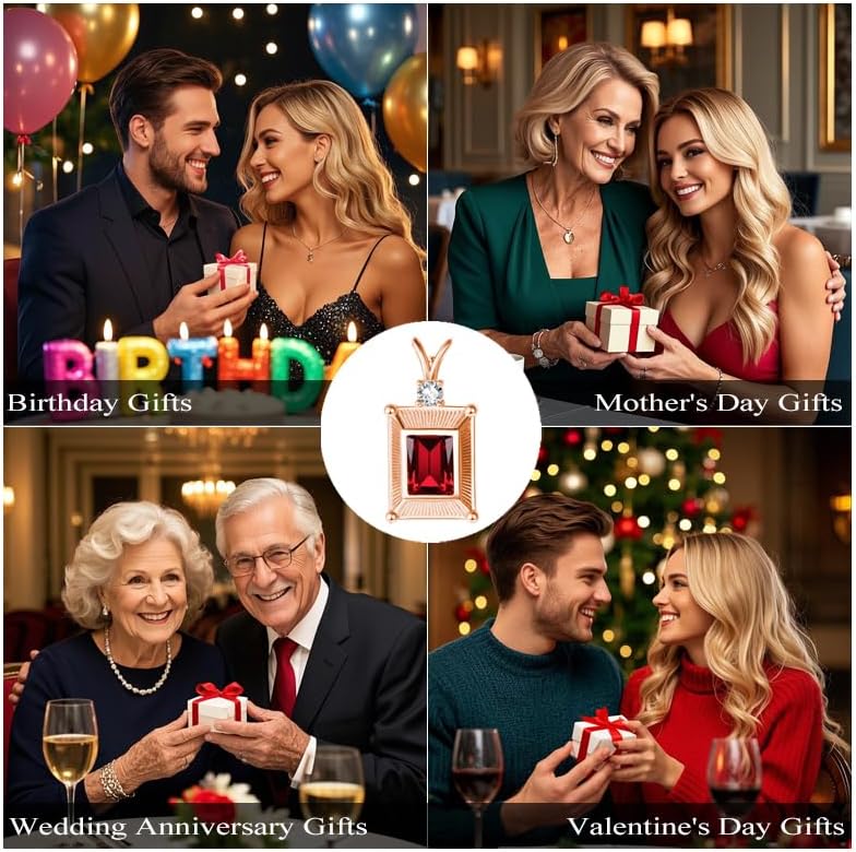 HeartMelody Gold Necklaces for Women,Wedding Anniversary Birthday Gifts for Wife Her,Mom,14K/18K White/Rose Gold Necklace Womens Jewelry Fashion with Square Pendant Birthstone - Image 6