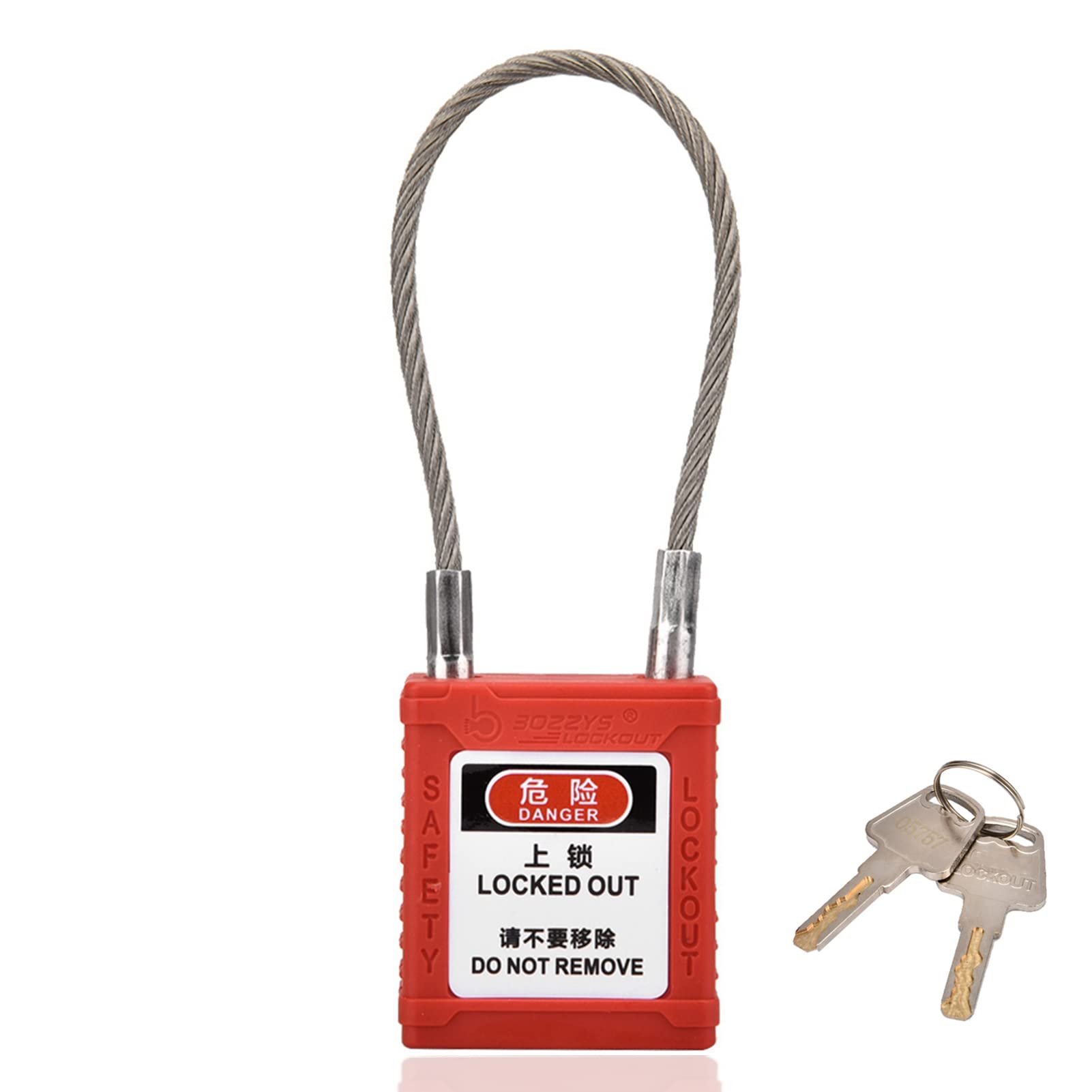 Sonew Red Lockout Tagout Locks - Non Conductive Safety Padlocks, Long Body