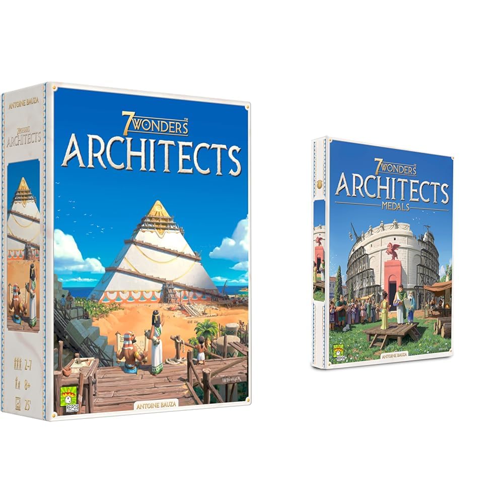 Asmodee - 7 Wonders Architects, Gioco da Tavolo, 2-7 Giocatori, 8+ Anni, Edizione in Italiano + 7 Wonders Architects: Medals, Espansione Gioco da Tavolo, 2-7 Giocatori, 8+ Anni, Edizione in Italiano
