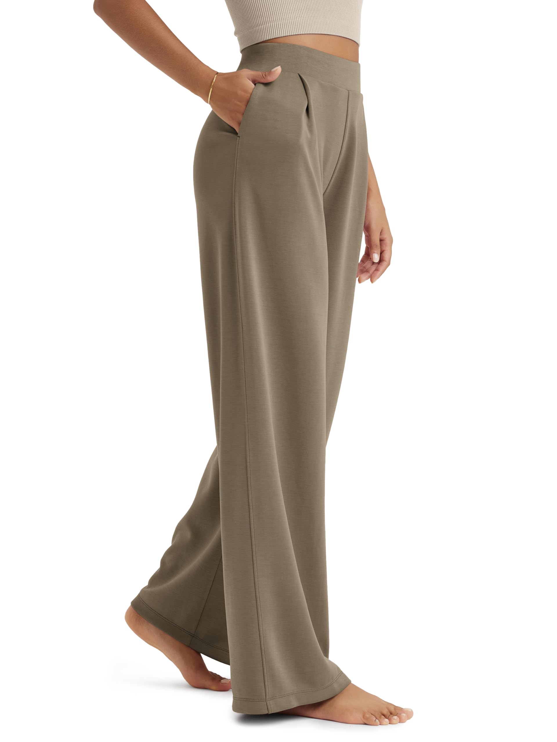 ODODOS Modal Soft Wide Leg Pants for Women High Waist Casual Relaxed Pants with Pockets-27/29"/ 31" Inseam 31" Inseam X-Small Espresso