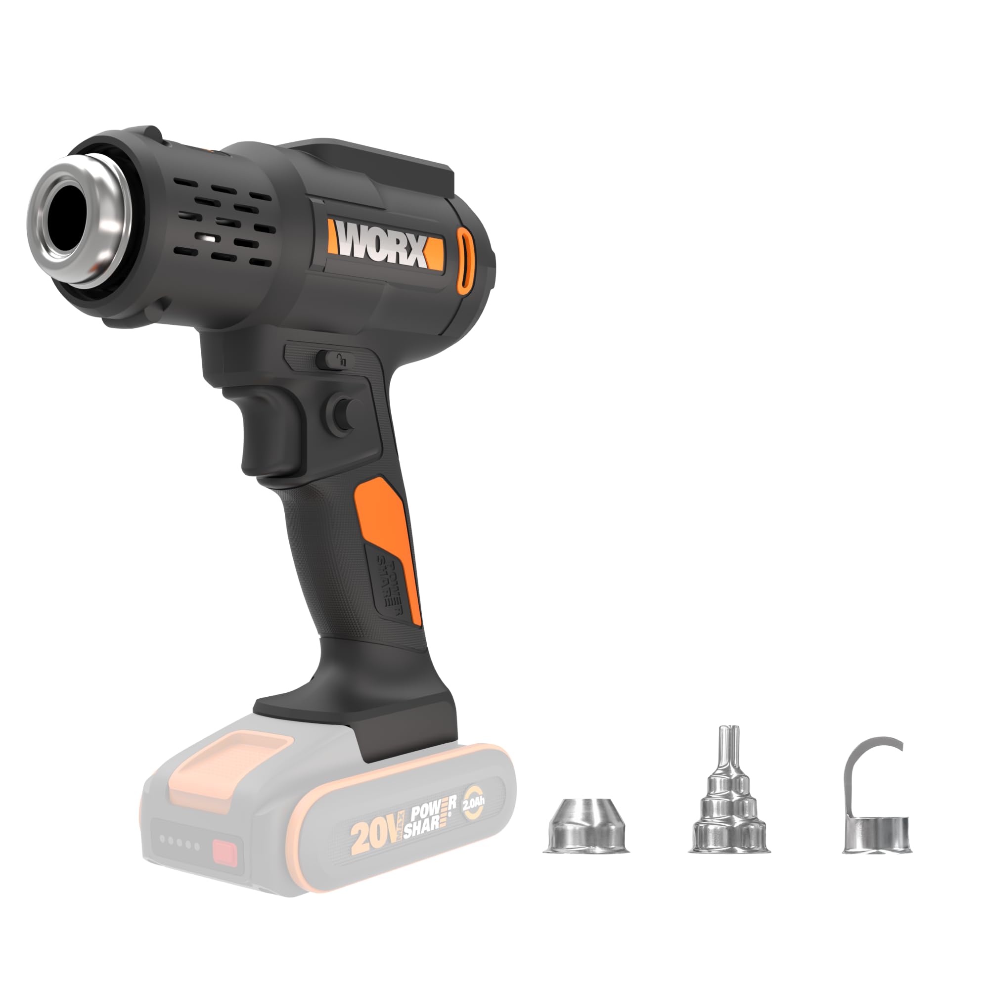 Décapeur thermique réglable 20 à 600 °C WORX 20V compact
