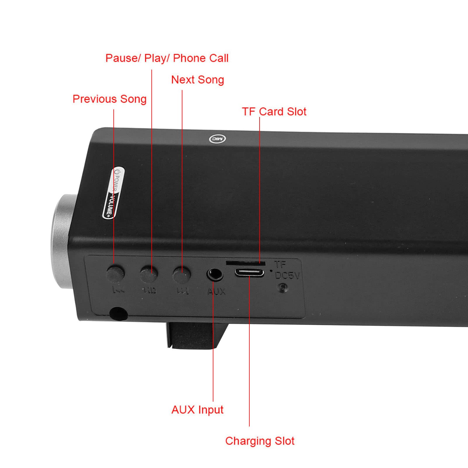 Altoparlante Musicale, Altoparlante Portatile, Altoparlante Bluetooth Portatile, per Altoparlante Bluetooth Subwoofer Stereo Wireless Scheda di Memoria Lettore Audio AUX per Home Theater