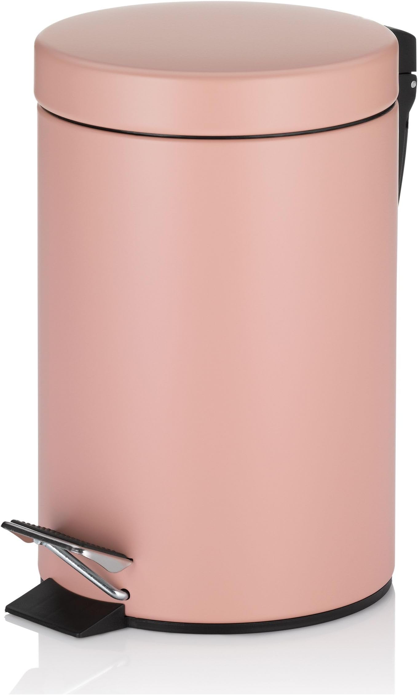 Kela cosmetic bin pink 3l, metal pedal bin bathroom, bathroom waste bin with inner bin and carrying handle, MONACO, antique pink matt