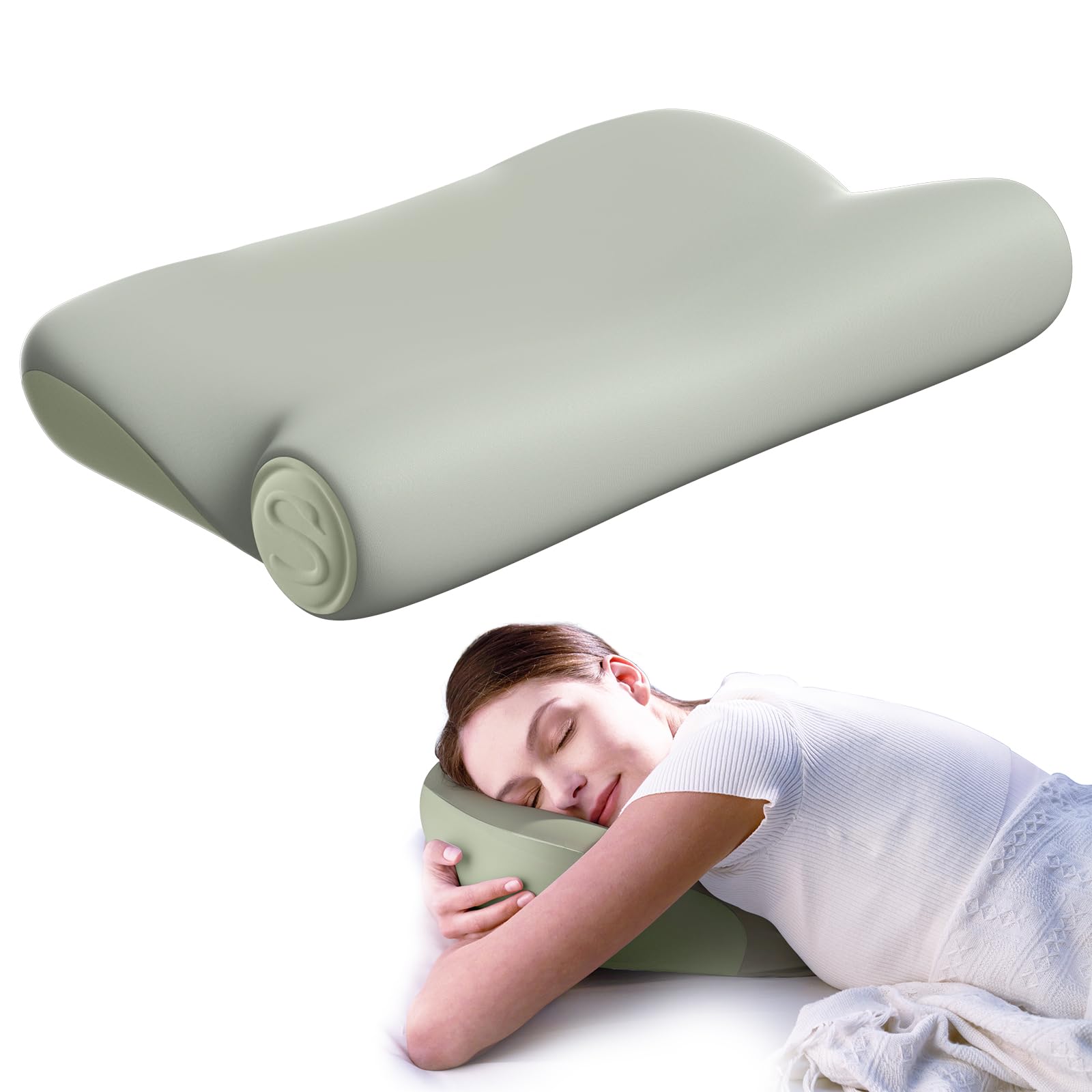 SKG Cervical Neck Pillow for Pain Relief P3E-MAX, 2-Layer Updated Ergonomic Neck Pillow with Slow Rebound for Side & Back Sleepers, Ergonomic Memory Foam Pillow, Medium Firm