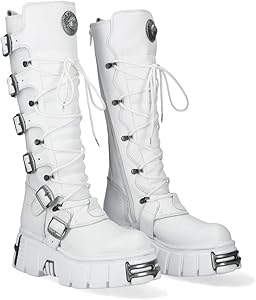 Amazon.com: New Rock M-272-C69 Knee High White Leather Gothic