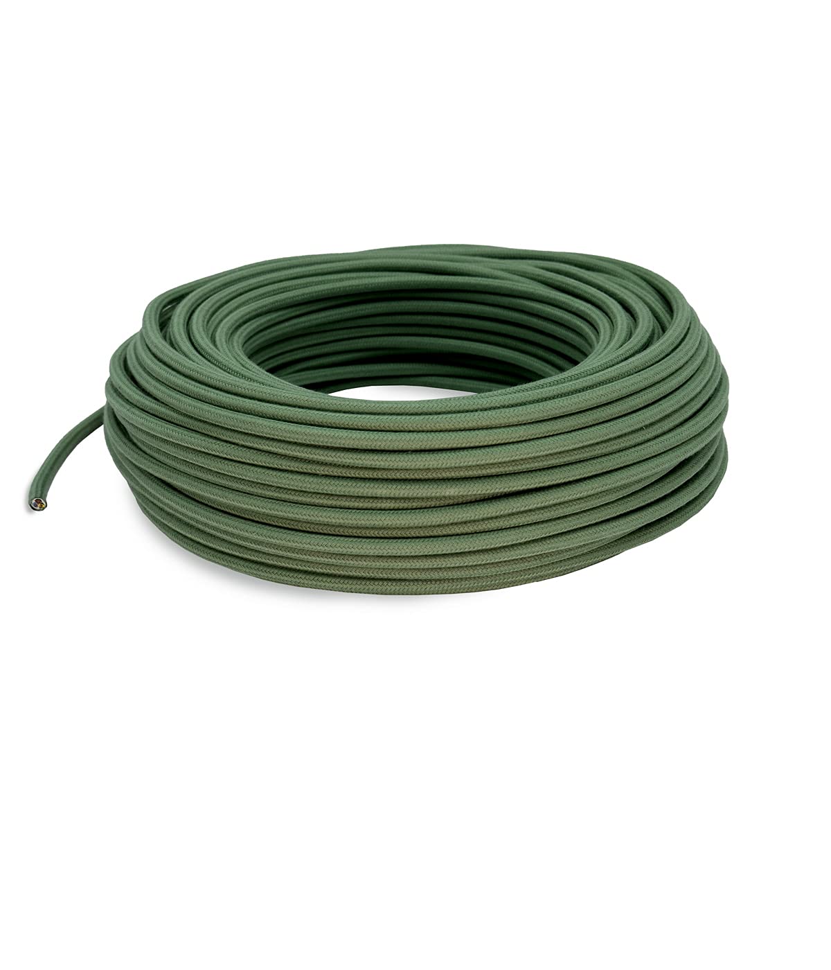 LaMorell LightDesign Cable textil para lámpara, cable de tela de 3 hilos (3 x 0,75 mm²), color verde/verde claro. Fabricado en Italia (50 metros)