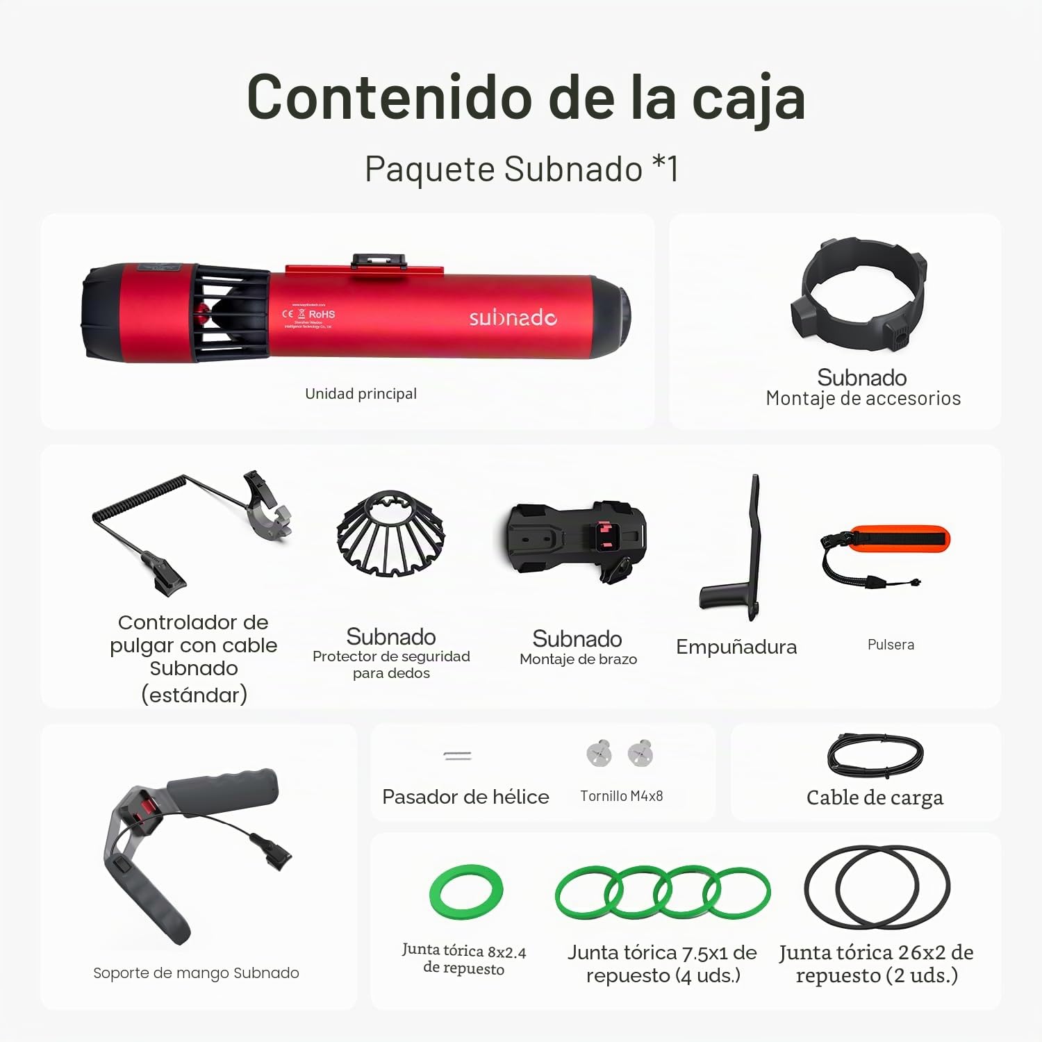 Waydoo Subnado - Patinete subacuático con control de pulgar para tabla de remo SUP, adecuado para piscina, buceo y esnórquel, scooter de agua compacto y portátil para adultos y niños