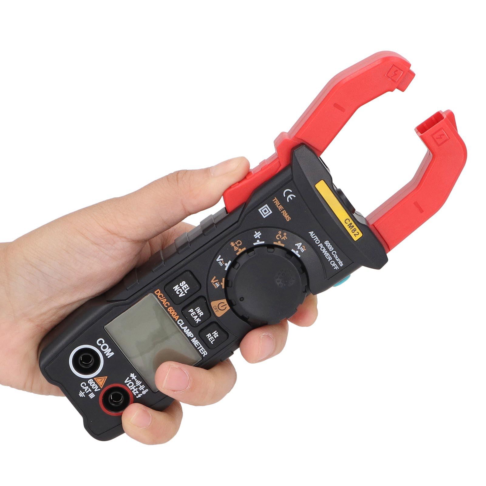 Multimetro a pinza digitale 600A AC DC Tester di capacità di tensione e temperatura ad alta precisione con rilevamento della tensione senza NCV per elettricisti Tecnici Materiale