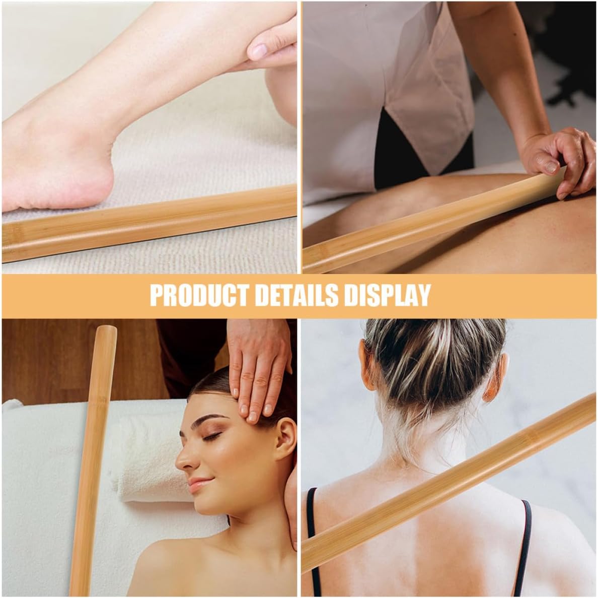 VICASKY Manual Massage Stick for Body and Back, 42cm Length X 2cm Diameter, Natural Material, Household Back Massager Tool for Neck, Shoulder, and Full Body Relaxation