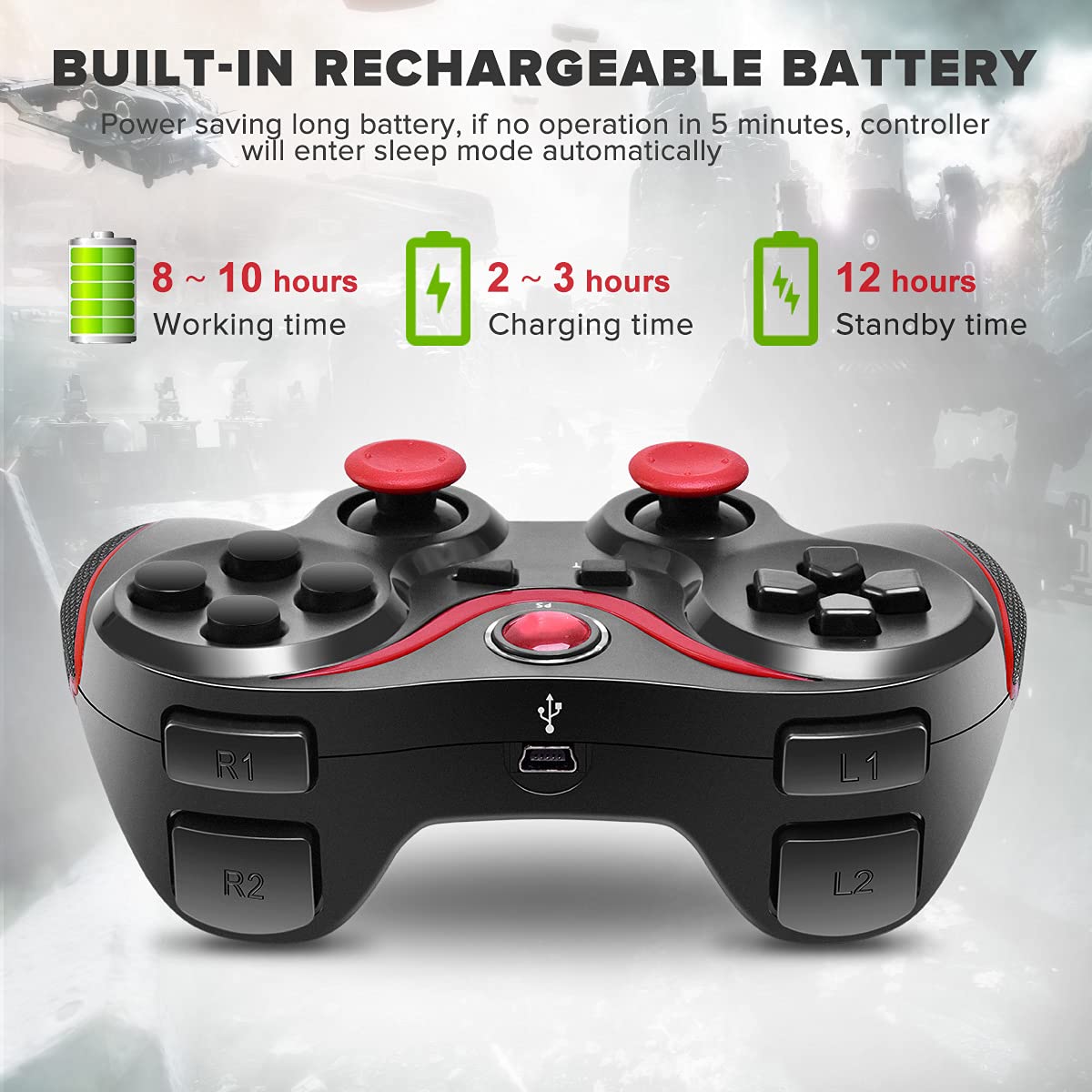 CIPON Wireless Controller Replacement for PS-3 Console, Bluetooth Gamepad Remote with 1.8 M Cable (Black) : Video Games