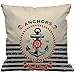 HGOD DESIGNS Housses de Coussin Ancre Vintage Rétro Nautique Ancre Avec Aztèque Rayure Taies d'oreillers Maison Décoration Pour Hommes Femmes Garçon Fille Chambre Salon Canapé Oreillers 45 x 45 cm