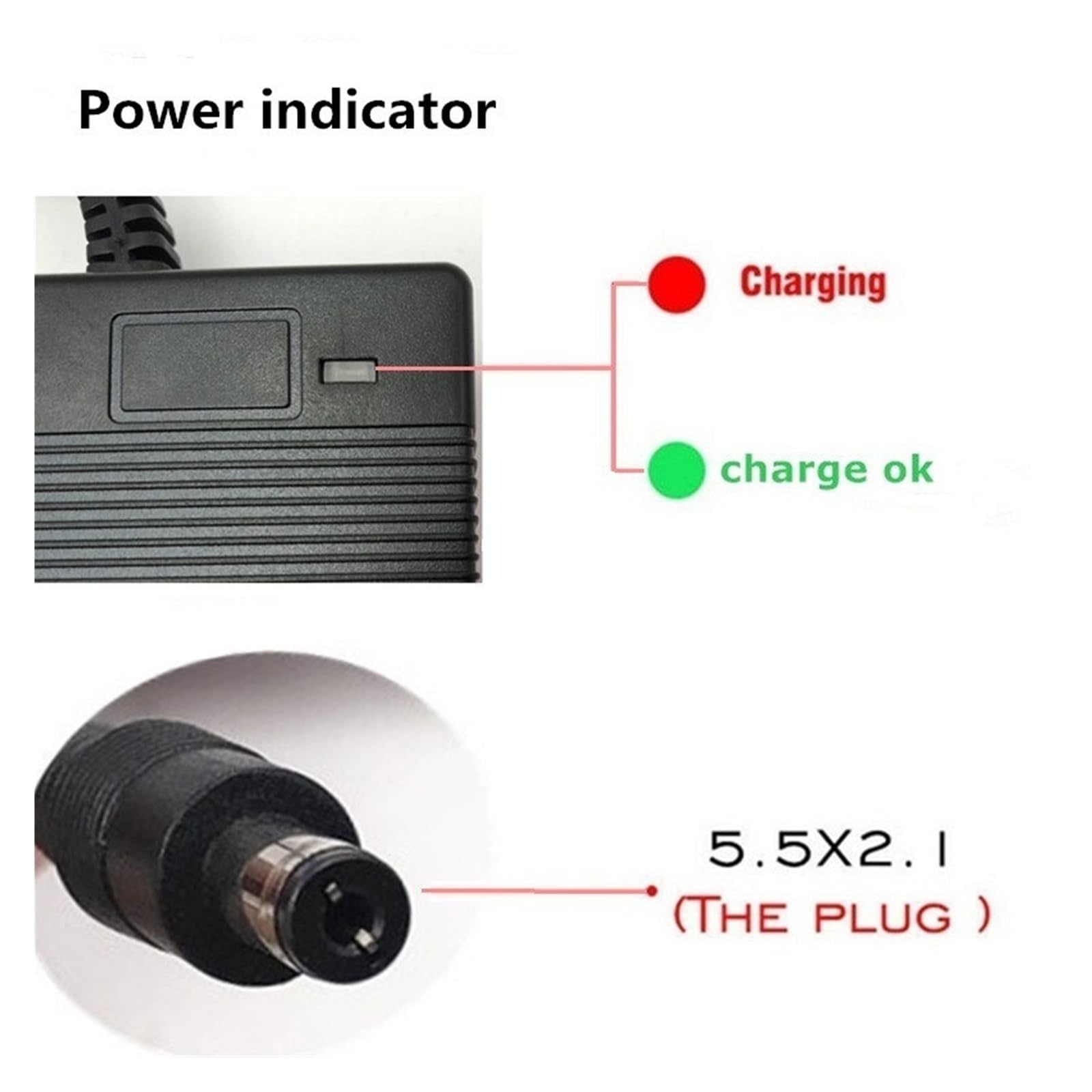 Cargador Rápido De 48V, Cargador 54.6V4A/5A, For Cargador De Batería De Litio 13S 48V DC5.5x2.1x2.5, Fuerte Disipación De Calor(54.6V5A,US Plug)
