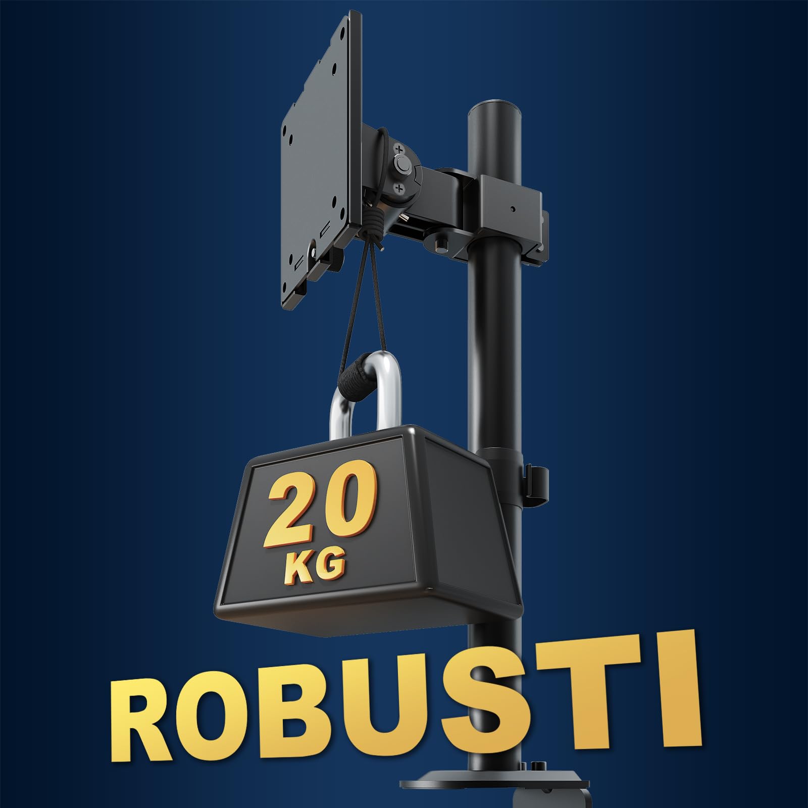 Supporto per monitor da 1 monitor 17-49 pollici - Supporto verticale regolabile in altezza con 20 kg, inclinabile orientabile rotabile, VESA 75/100 mm, Nero