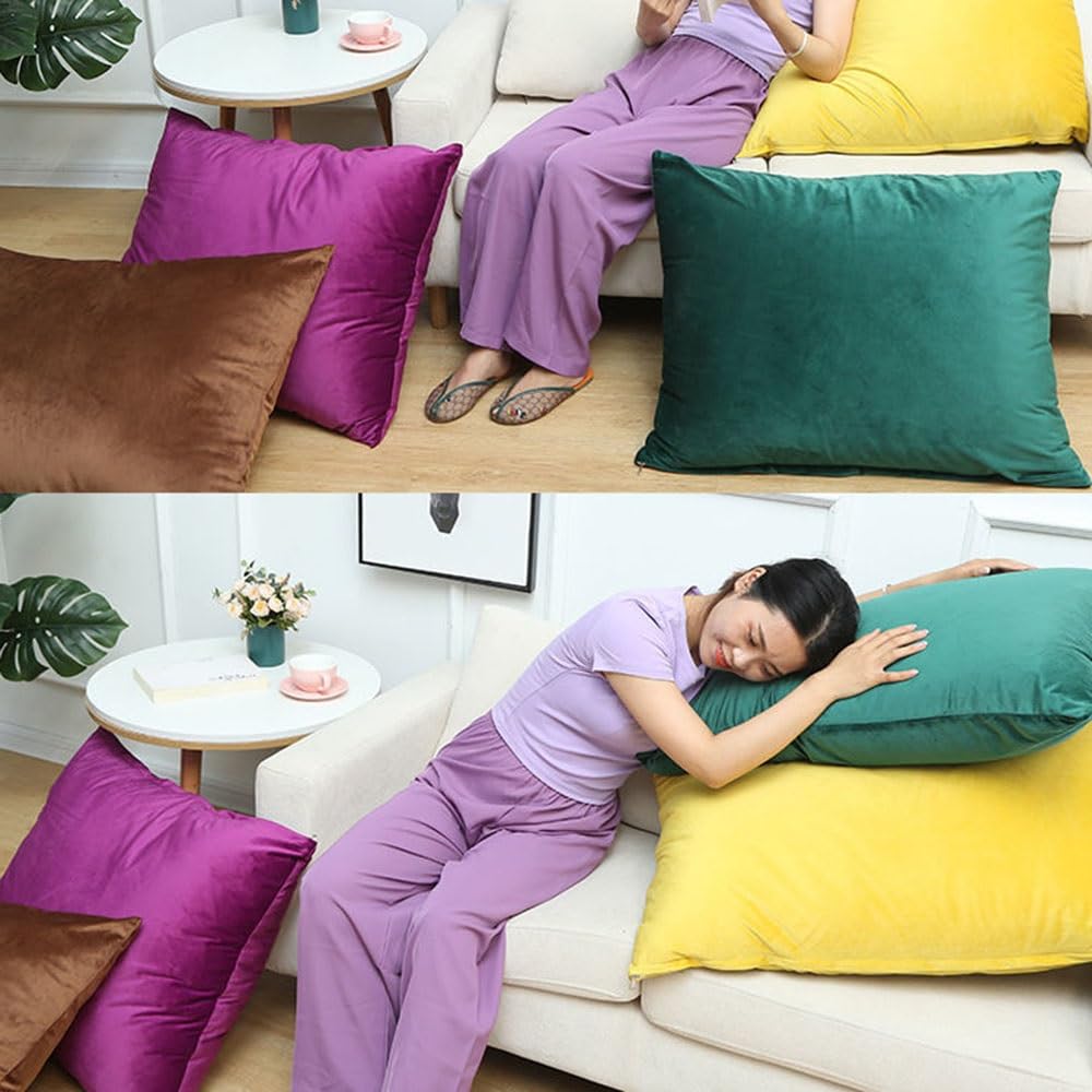 Kanapa Poszewki Na Poduszki Zestaw 2 Dekoracyjne Poszewki Na Poduszki Miękkie Aksamitne Poszewki Na Poduszki Standard Queen King Size Do Salonu Kanapa Sofa Łóżko(Beige,50x70 cm Set of 2)