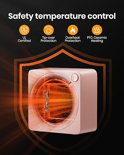 Miniatura 29 de Gaiatop Mini calentador de espacio, ligero PTC de cerámica de calentamiento rápido, 500 W, eficiencia energética para uso en interiores, Negro