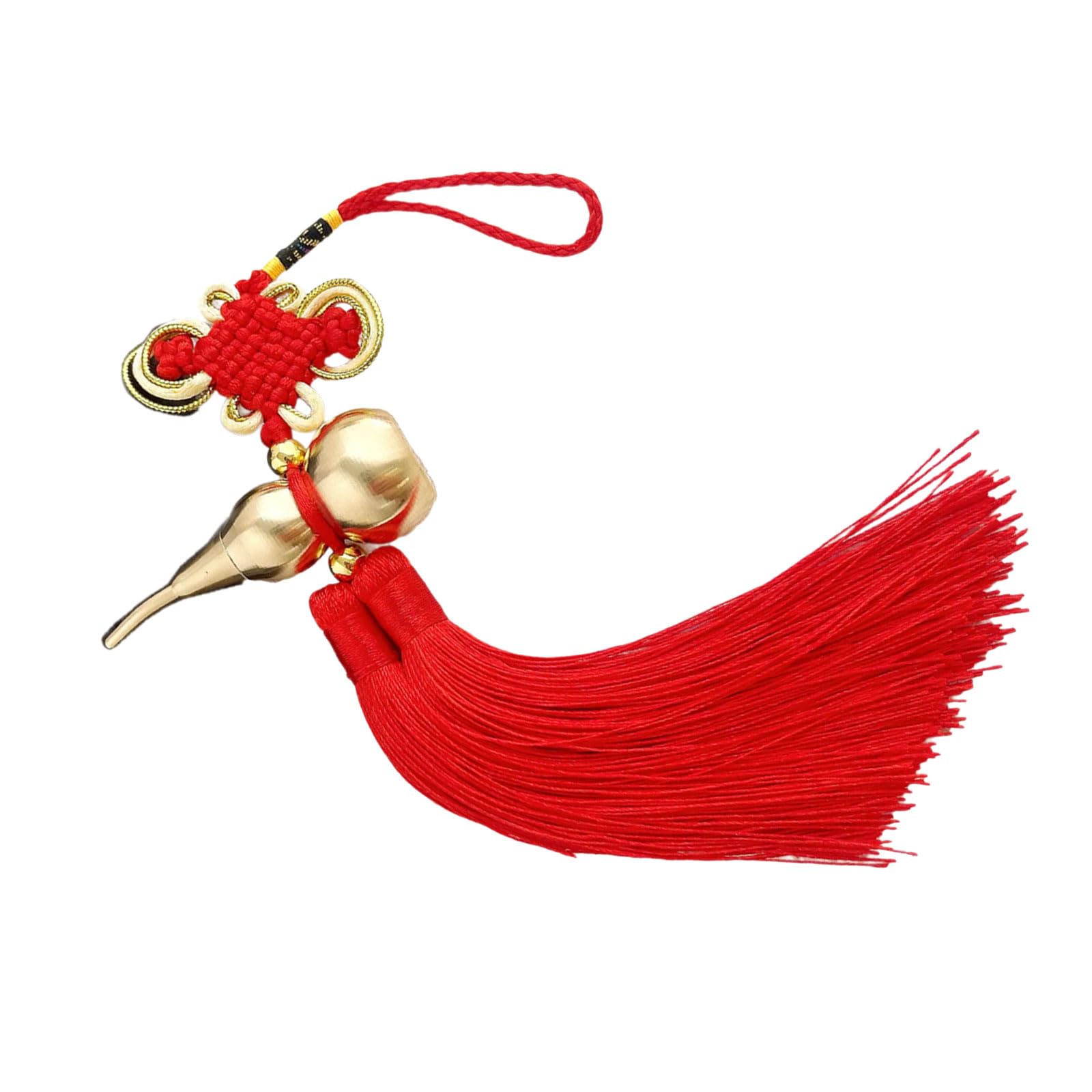 Gourd Wind with Silk Tassels, Cultural Fengshui Amulet for Vehicle Home Decor Spiritual Amulets Pendant
