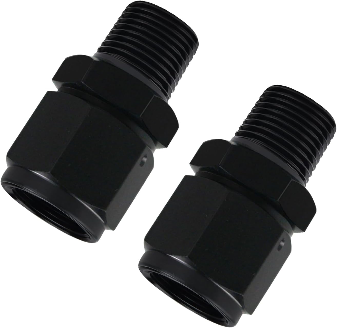 6AN Female Swivel to 1/4-18 NPT Male Adapter Fitting Aluminum, Pack of 2
